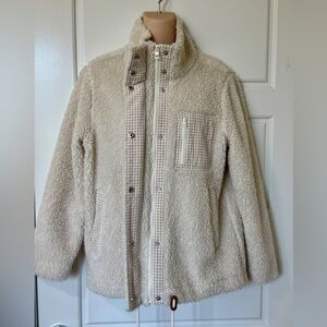 Madewell Cream Sherpa Jacket with Brown Check size S